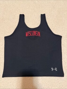 Under Armour Black Tank with Red Wisconsin Text